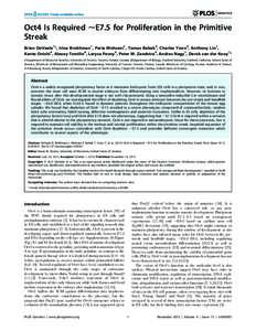 Oct4 Is Required ,E7.5 for Proliferation in the Primitive Streak Brian DeVeale1*, Irina Brokhman1, Paria Mohseni1, Tomas Babak2, Charles Yoon3, Anthony Lin1, Kento Onishi3, Alexey Tomilin4, Larysa Pevny5, Peter W. Zandst
