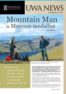 UWA  NEWS 2 June 2008 Volume 27 Number 7 Mountain Man is