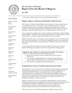 The University of Nebraska  Report from the Board of Regents JuneBoard of Regents