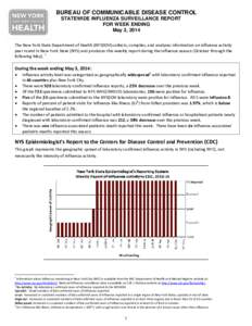 Statewide Influenza Surveillance Report for Week Ending May 3, 2014