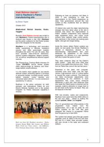 Arab Defence Journal – visit to Raytheon’s Patriot manufacturing site by Simon Taylor October 2012