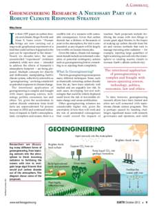 A Comment  GeoenGIneerInG research: a necessary part of a robust clImate response strateGy Riley Duren