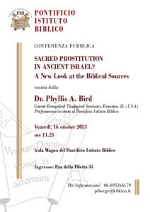 PONTIFICIO ISTITUTO BIBLICO CONFERENZA PUBBLICA  SACRED PROSTITUTION