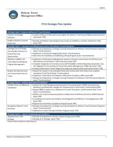 [removed]Defense Travel Management Office FY15 Strategic Plan Update Strategic Goal 1- Improve Delivery of Travel Services