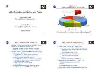 MSL Overrun Impact on Planetary FY 2009 Budget MSL Cost Overrun Status and Plans  MSL additional costs in FY09