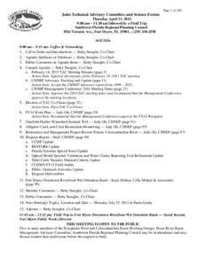 Page 1 of 102  Joint Technical Advisory Committee and Science Forum Thursday April 11, 2013 9:00 am – 11:30 am followed by a Field Trip Southwest Florida Regional Planning Council