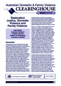 Australian Domestic & Family Violence  CLEARINGHOUSE ISSUES PAPER 9  Restorative