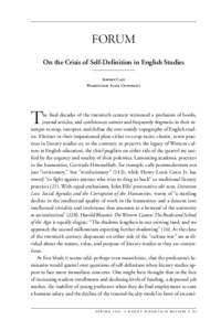 Forum On the Crisis of Self-Definition in English Studies Jeffrey Cain Washington State University  T