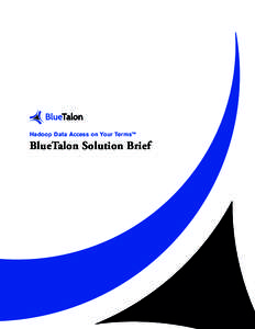 Hadoop Data Access on Your Terms™  BlueTalon Solution Brief Are Data Access and Security Issues Slowing Your Adoption of Hadoop?