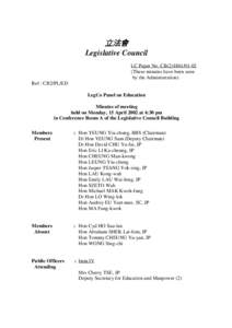 立法會 Legislative Council LC Paper No. CB[removed]These minutes have been seen by the Administration) Ref : CB2/PL/ED