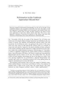 The Journal of Religious History Vol. 28, No. 2, June 2004 R. PO-CHIA HSIA  Reformation on the Continent:
