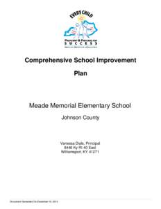 Comprehensive School Improvement Plan Meade Memorial Elementary School Johnson County