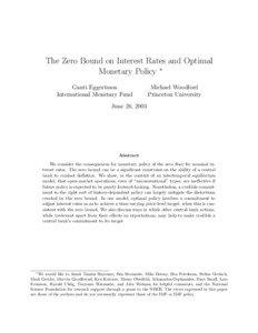 The Zero Bound on Interest Rates and Optimal Monetary Policy ∗ Gauti Eggertsson