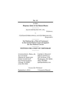 No. 13IN THE  Supreme Court of the United States ___________  ALICE CORPORATION PTY. LTD.,