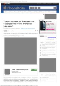 Traduci e chatta via Bluetooth con l’applicazione “Voice Translator Linguatec” - iPhone Italia Blog