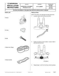 INSTALLATION INSTRUCTIONS Accessory  Application