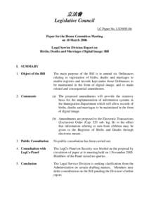 立法會 Legislative Council LC Paper No. LS39[removed]Paper for the House Committee Meeting on 10 March 2006 Legal Service Division Report on