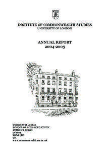 INSTITUTE OF COMMONWEALTH STUDIES UNIVERSITY OF LONDON