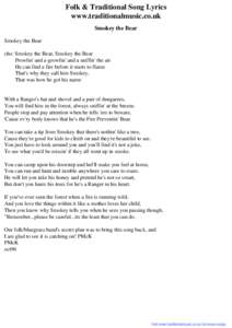 Folk & Traditional Song Lyrics - Smokey the Bear