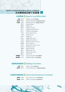 Board of Local Affairs (BLA) and its committees  本地事務部及轄下委員會 本地事務部 （主席） 黃錦星