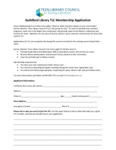 Teen Library Council Application Form - Guildford Library