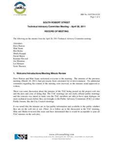 SRF No[removed]Page 1 of 4 SOUTH ROBERT STREET Technical Advisory Committee Meeting – April 28, 2011 RECORD OF MEETING