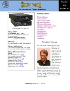 December 2013 The International CWops Newsletter Issue No. 47