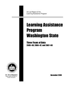 Annual Report of the Learning Assistance Program Learning Assistance Program Washington State