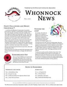 Published by the Whonnock Community Association  Whonnock News  Fa ll 2012