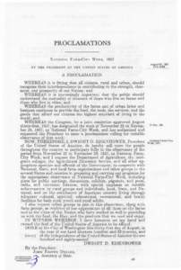 PROCLAMATIONS NATIONAL FAEM-CITY W E E K , 1957  BY THE PRESIDENT OF THE UNITED STATES OF AMERICA