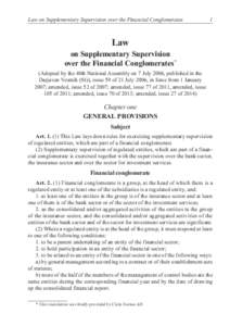 Law on Supplementary Supervision over the Financial Conglomerates  1 Law on Supplementary Supervision