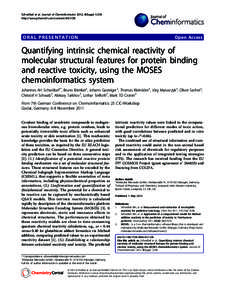 Schwöbel et al. Journal of Cheminformatics 2012, 4(Suppl 1):O8 http://www.jcheminf.com/content/4/S1/O8 ORAL PRESENTATION  Open Access