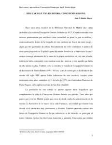 Diez cartas y una escritora: Concepción Gimeno por Ana I. Simón Alegre  DIEZ CARTAS Y UNA ESCRITORA: CONCEPCIÓN GIMENO. Ana I. Simón Alegre.  Hace unos años, localicé en la Biblioteca Nacional de Madrid diez cartas