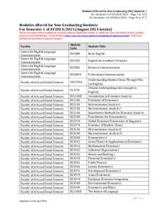 Modules Offered for Non-Graduating (NG) Students For Semester 1 of AY2014/2015 – Page 1 to 24 For Semester 2 of AY2014/2015 – Page 25 to 47 Modules offered for Non-Graduating Students For Semester 1 of AY2014[removed]A