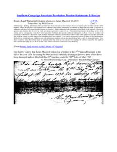 Southern Campaign American Revolution Pension Statements & Rosters Bounty Land Warrant information relating to James Maceroll VAS449 Transcribed by Will Graves vsl 2 VA[removed]