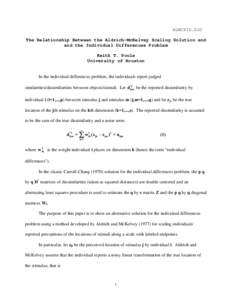 ALMCKID.DOC The Relationship Between the Aldrich-McKelvey Scaling Solution and and the Individual Differences Problem Keith T. Poole University of Houston