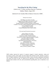 Political geography / Mining / Occupational safety and health / CAMESE / Economy of Canada / Prospectors & Developers Association of Canada / Canada / Geology / Canadian mining in the Democratic Republic of the Congo / Economic geology / Mineral exploration / Earth