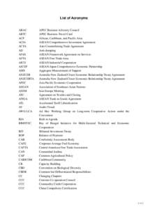 List of Acronyms  ABAC ABTC ACP ACIA