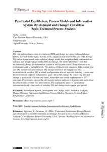 Working Papers on Information Systems  ISSN[removed]Punctuated Equilibrium, Process Models and Information System Development and Change: Towards a