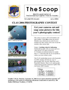 The Scoop Monthly publication of The Connecticut Lighter Than Air Society Volume XVII, Issue 6  July, 2004