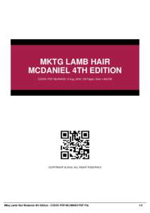 MKTG LAMB HAIR MCDANIEL 4TH EDITION COUS1-PDF-MLHM4E9 | 5 Aug, 2016 | 38 Pages | Size 1,400 KB COPYRIGHT © 2016, ALL RIGHT RESERVED