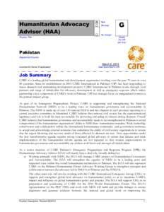 Humanitarian Advocacy Advisor (HAA) Position Title New Revised