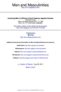 Men and Masculinities http://jmm.sagepub.com/ Involving Men in Efforts to End Violence Against Women Michael Flood