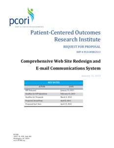 Patient-Centered Outcomes Research Institute REQUEST FOR PROPOSAL RFP # PCO-WEB2013