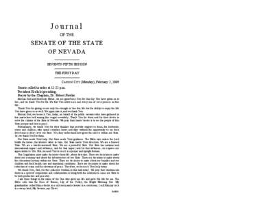 Journal OF THE SENATE OF THE STATE OF NEVADA SEVENTY-FIFTH SESSION