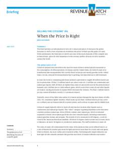 Briefing  Selling the Citizens’ Oil When the Price Is Right John van Schaik