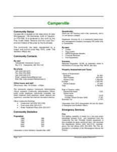 Camperville Community Status Households  Camperville is located on the west shore of Lake