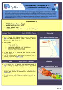 EpiSouth Weekly Epi Bulletin – N°[removed]February 2013 – 19 February 2013 Département International & Tropical