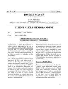 Vol. 27 No. 24  January 3, 2013 JONES & MAYER Attorneys at Law