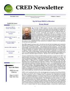 CRED Newsletter December 2010 Center for Research on Environmental Decisions Columbia University